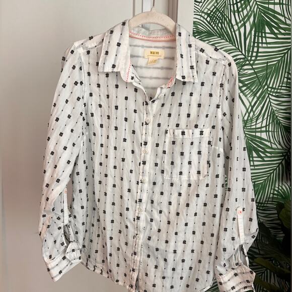 Anthropologie Maeve Clip Dot Relaxed Button down Shirt Size 10 - Picture 3 of 12